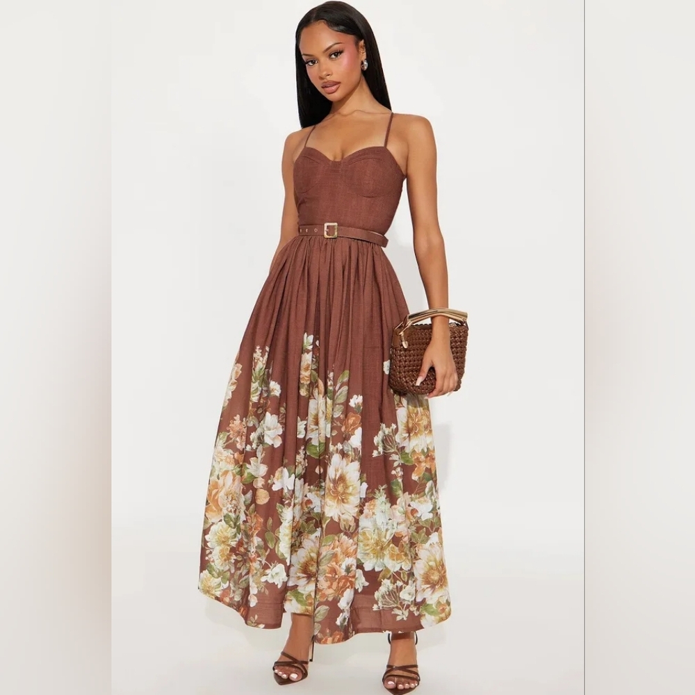 FASHION NOVA FLOWER FIELDS LINEN MAXI DRESS NWT - Picture 4 of 7